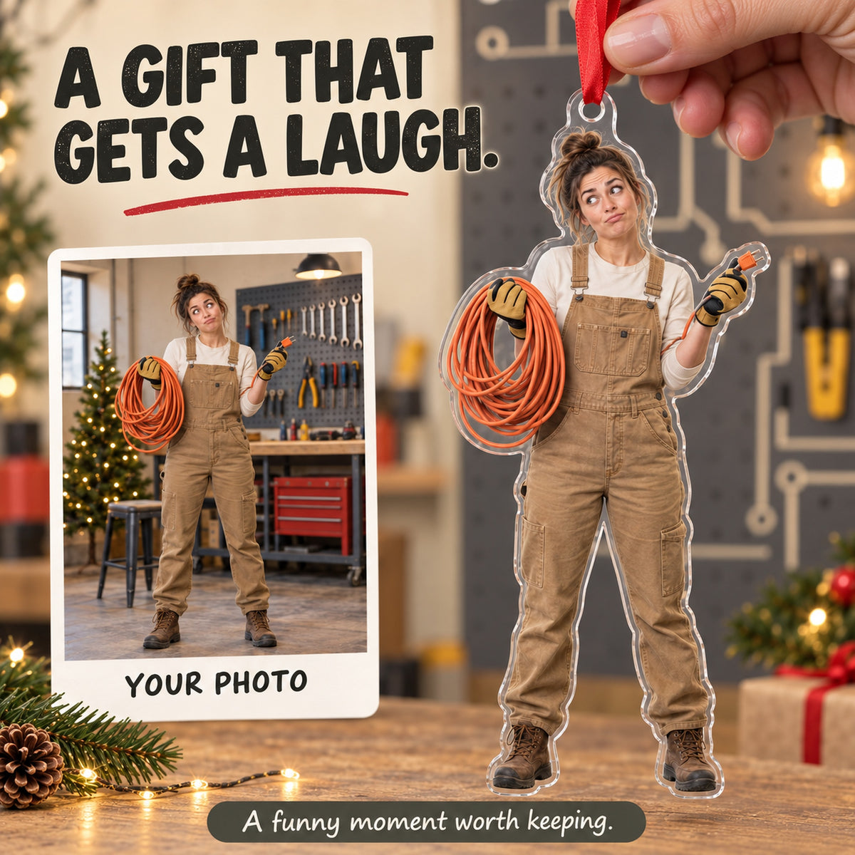 Custom Photo Electrician Cable Puzzle Acrylic Ornament — Gift inspiration