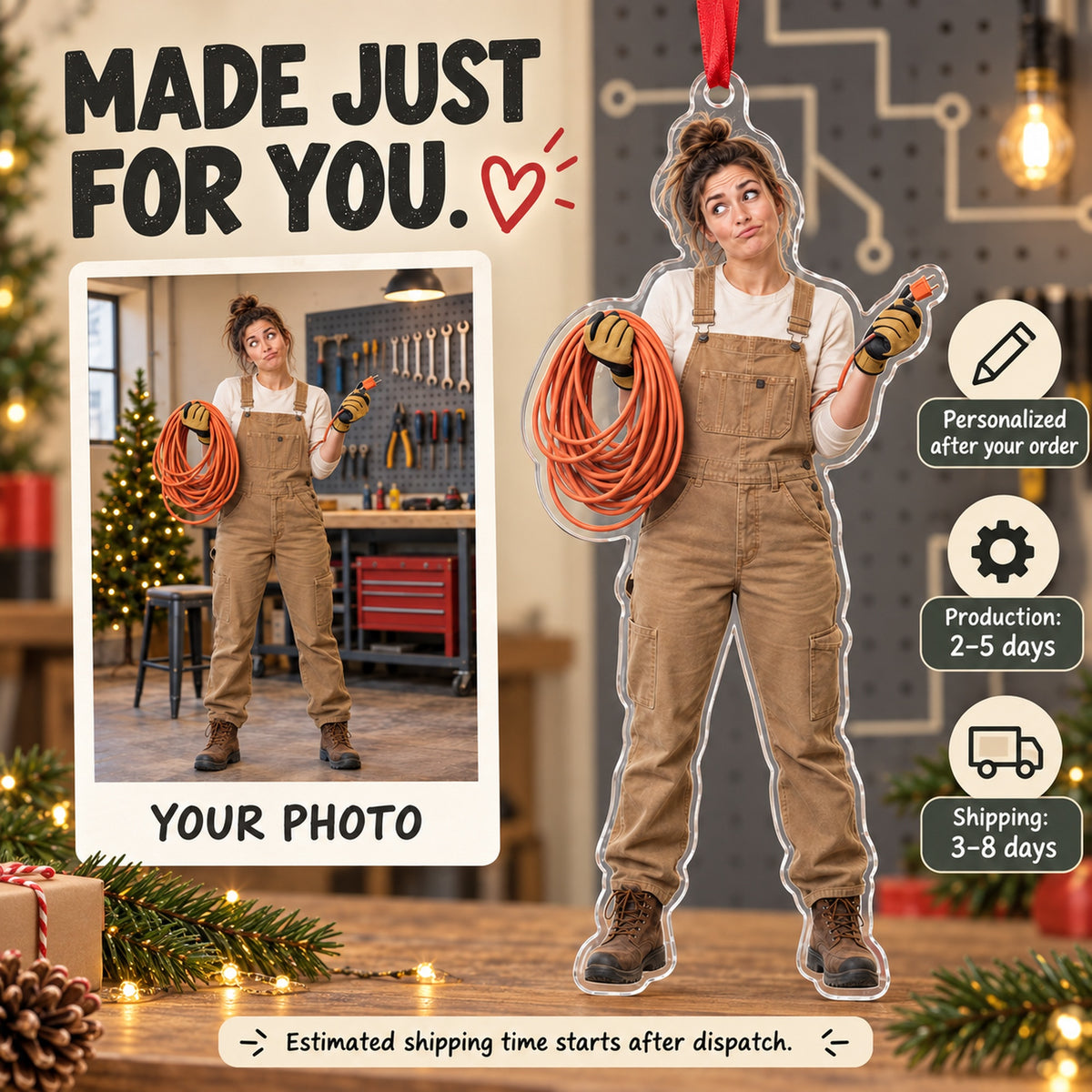 Custom Photo Electrician Cable Puzzle Acrylic Ornament — Production and delivery
