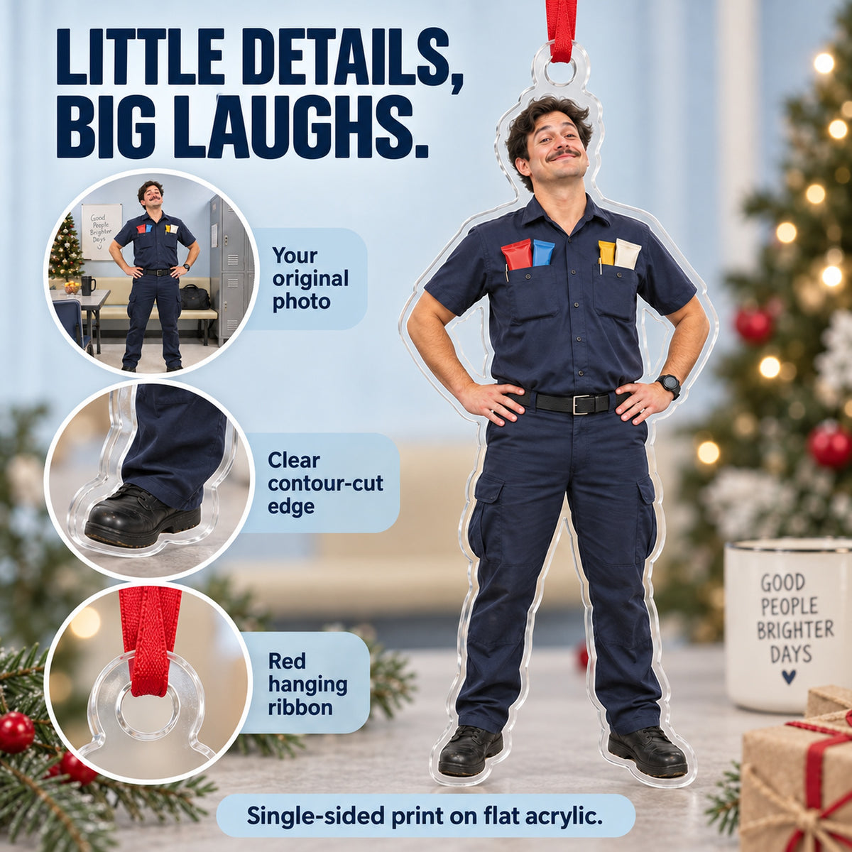 Custom Photo EMT Snack Pockets Acrylic Ornament — Product details