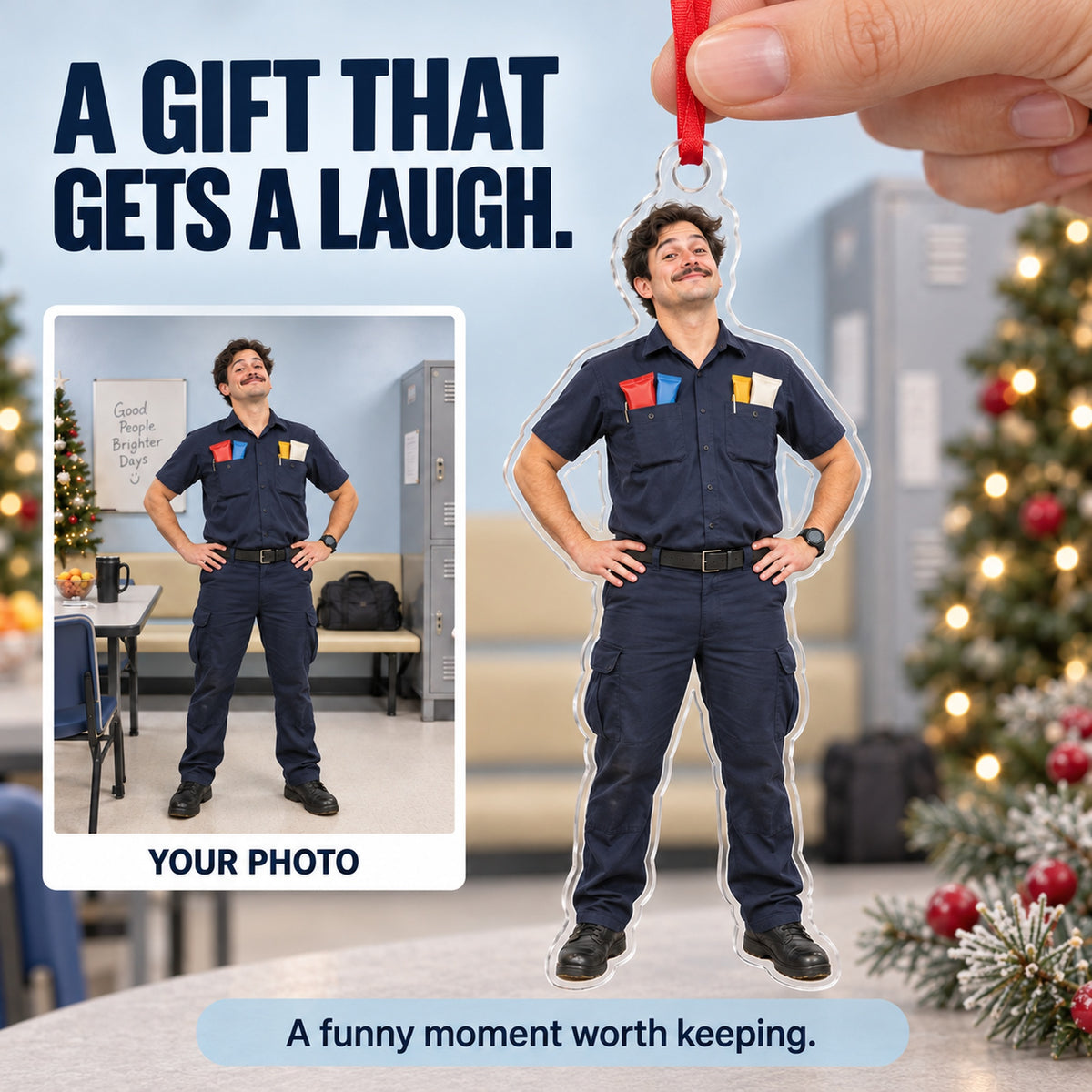 Custom Photo EMT Snack Pockets Acrylic Ornament — Gift inspiration