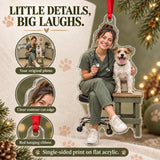 Custom Photo Vet Assistant Photobomb Acrylic Ornament — Product details