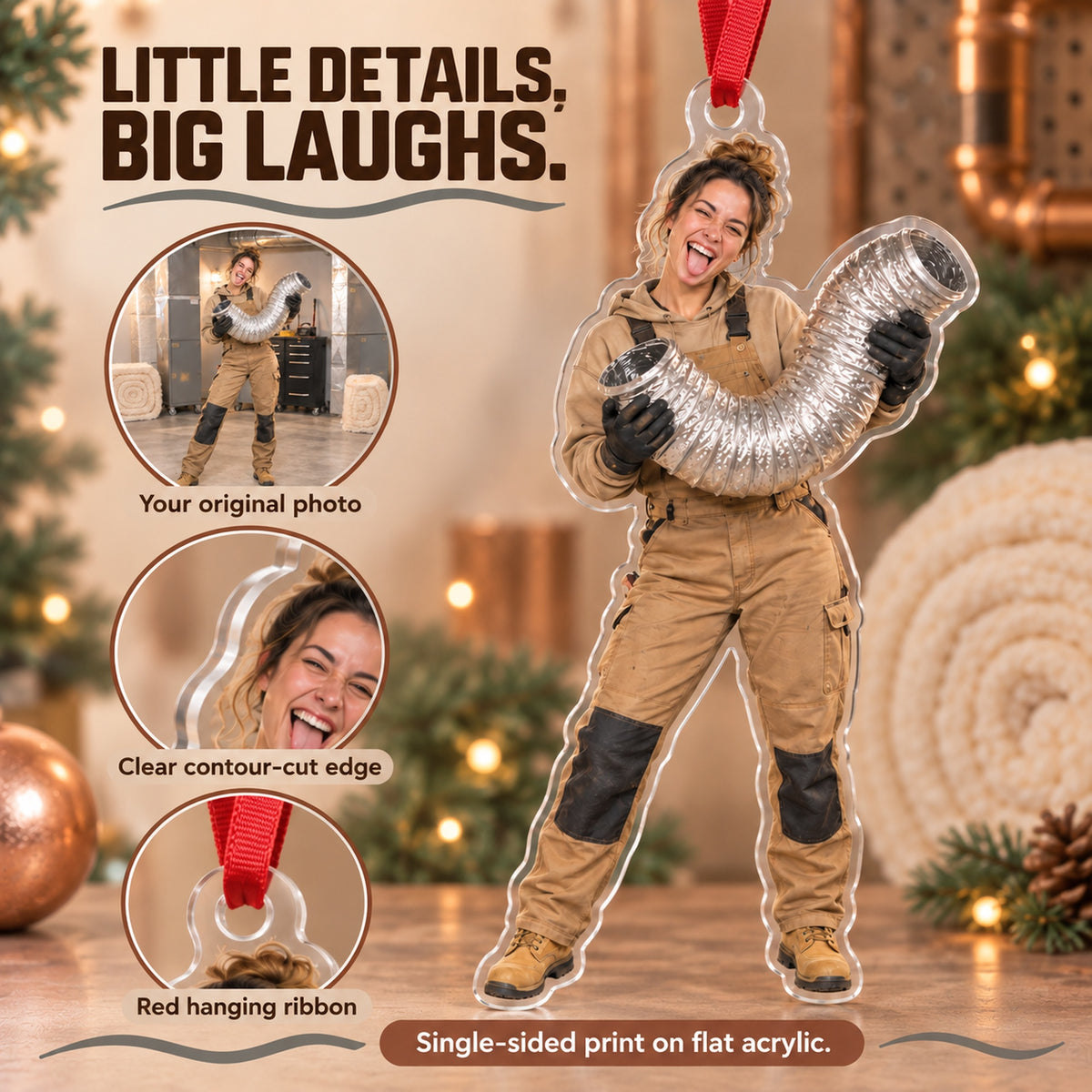 Custom Photo HVAC Accordion Duct Acrylic Ornament — Product details