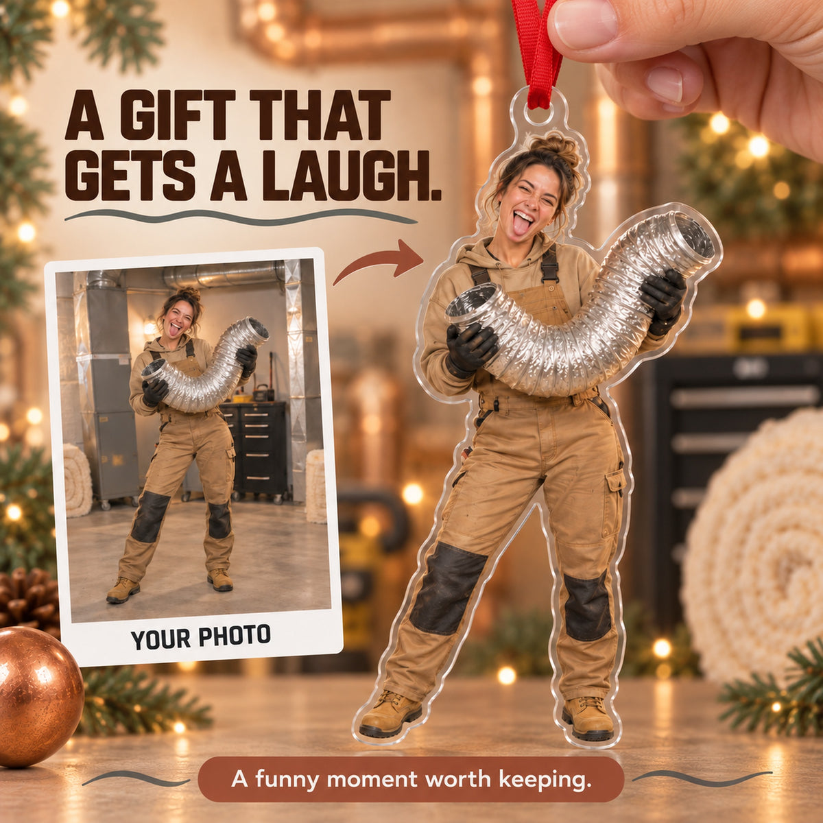 Custom Photo HVAC Accordion Duct Acrylic Ornament — Gift inspiration