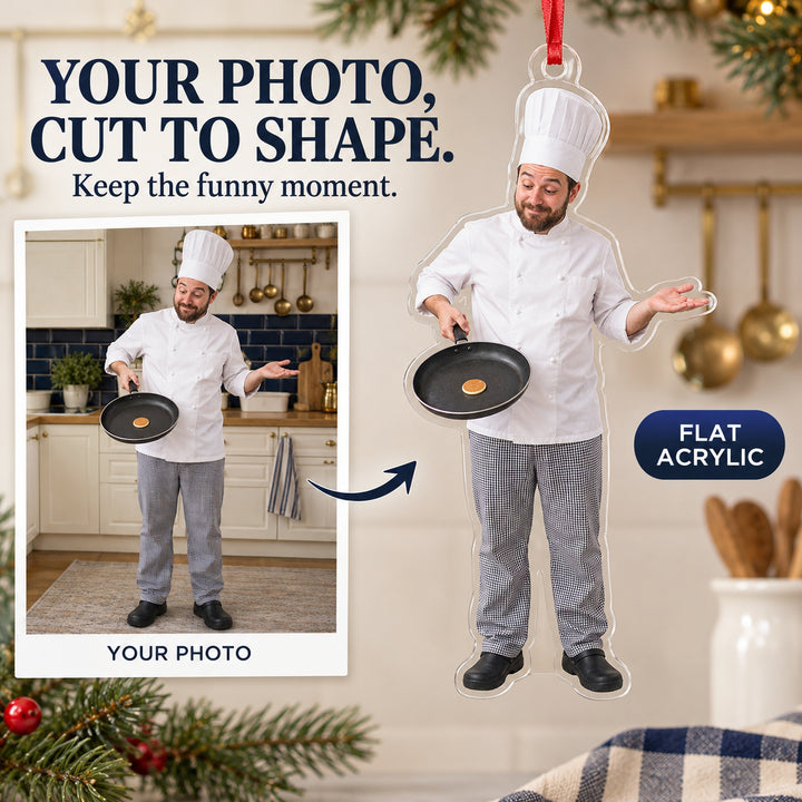 Custom Photo Chef Tiny Pancake Acrylic Ornament — Main design