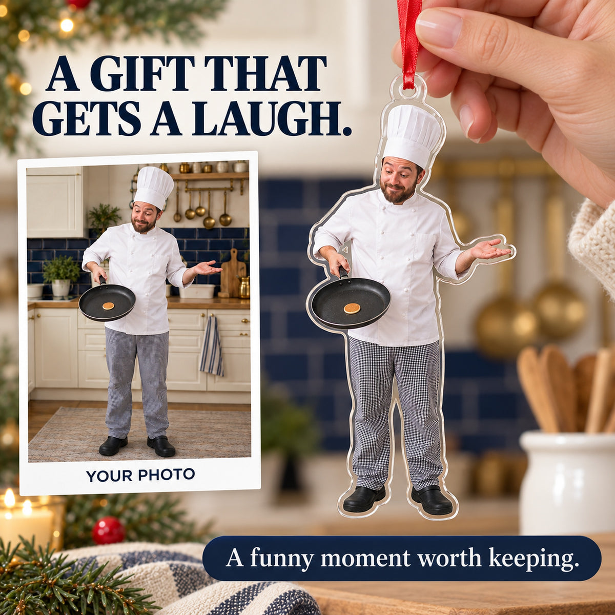 Custom Photo Chef Tiny Pancake Acrylic Ornament — Gift inspiration