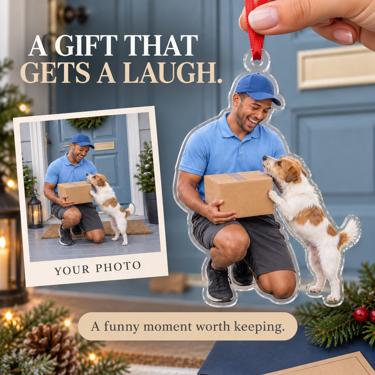 Custom Photo Mail Carrier Dog Greet Acrylic Ornament — Gift inspiration