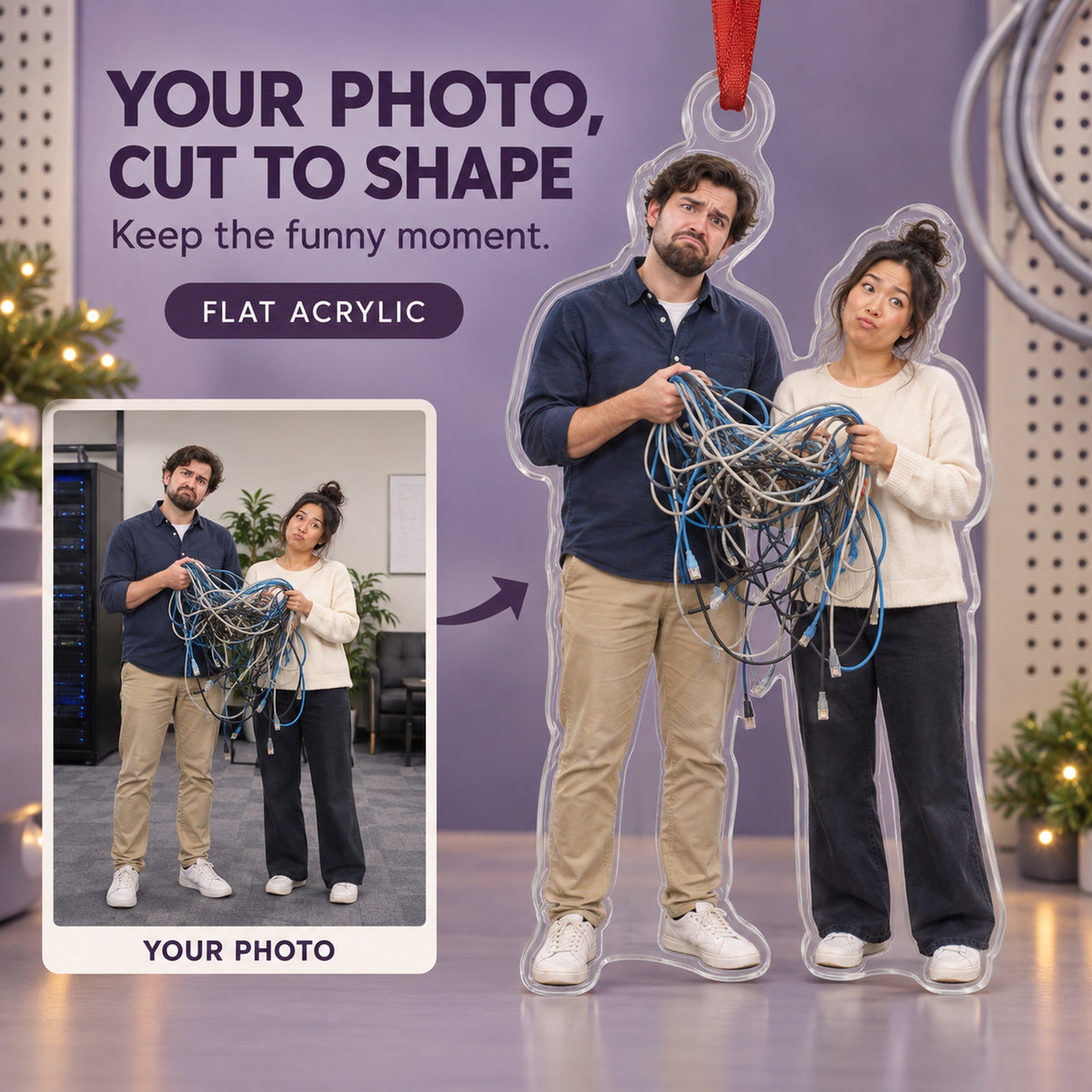 Custom Photo IT Cable Spaghetti Acrylic Ornament — Main design