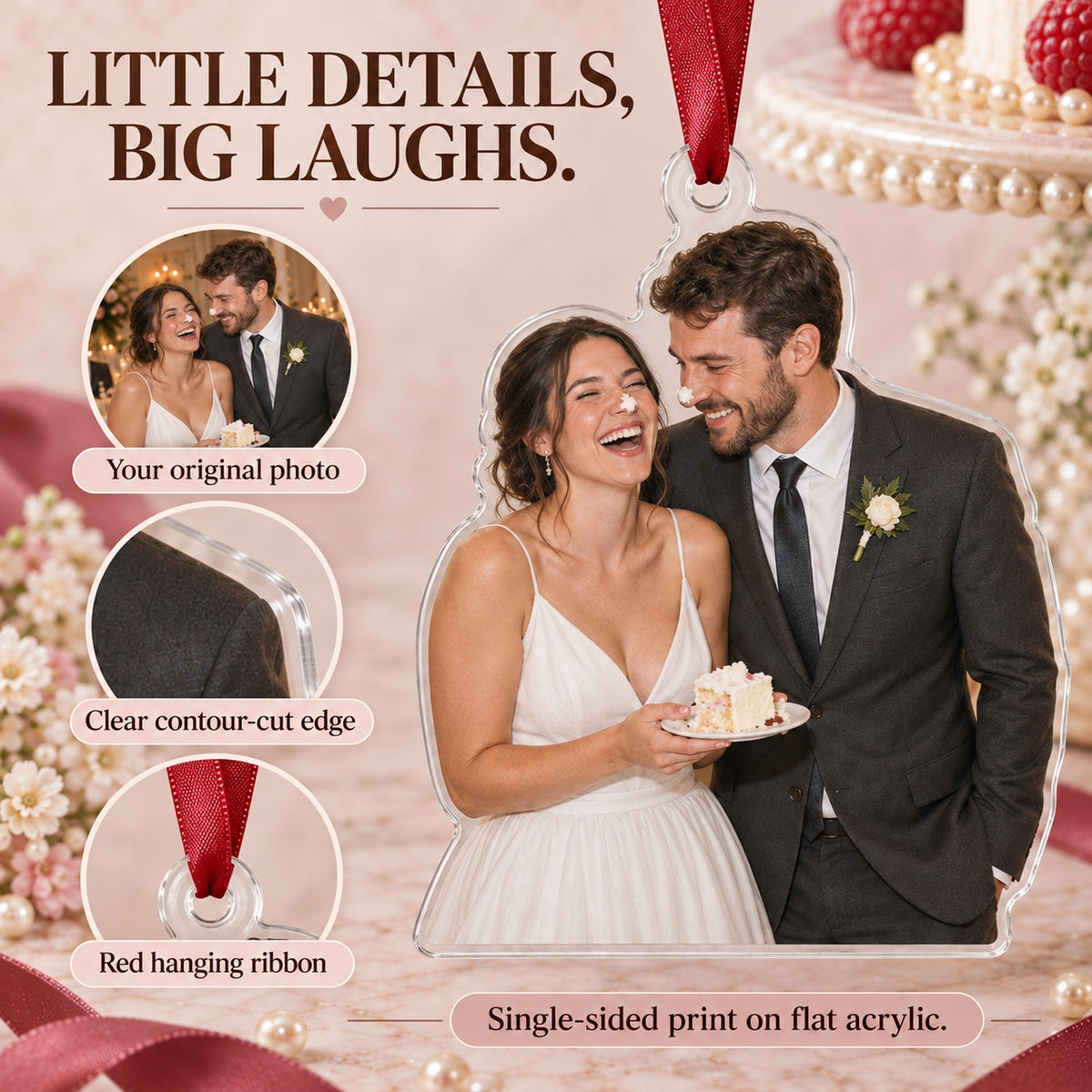 Custom Photo Wedding Cake Nose Acrylic Ornament — Product details