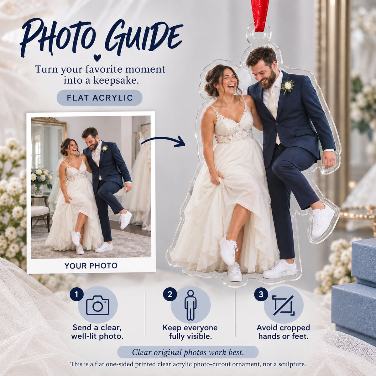 Custom Photo Sneakers Under the Dress Acrylic Ornament — Personalization guide