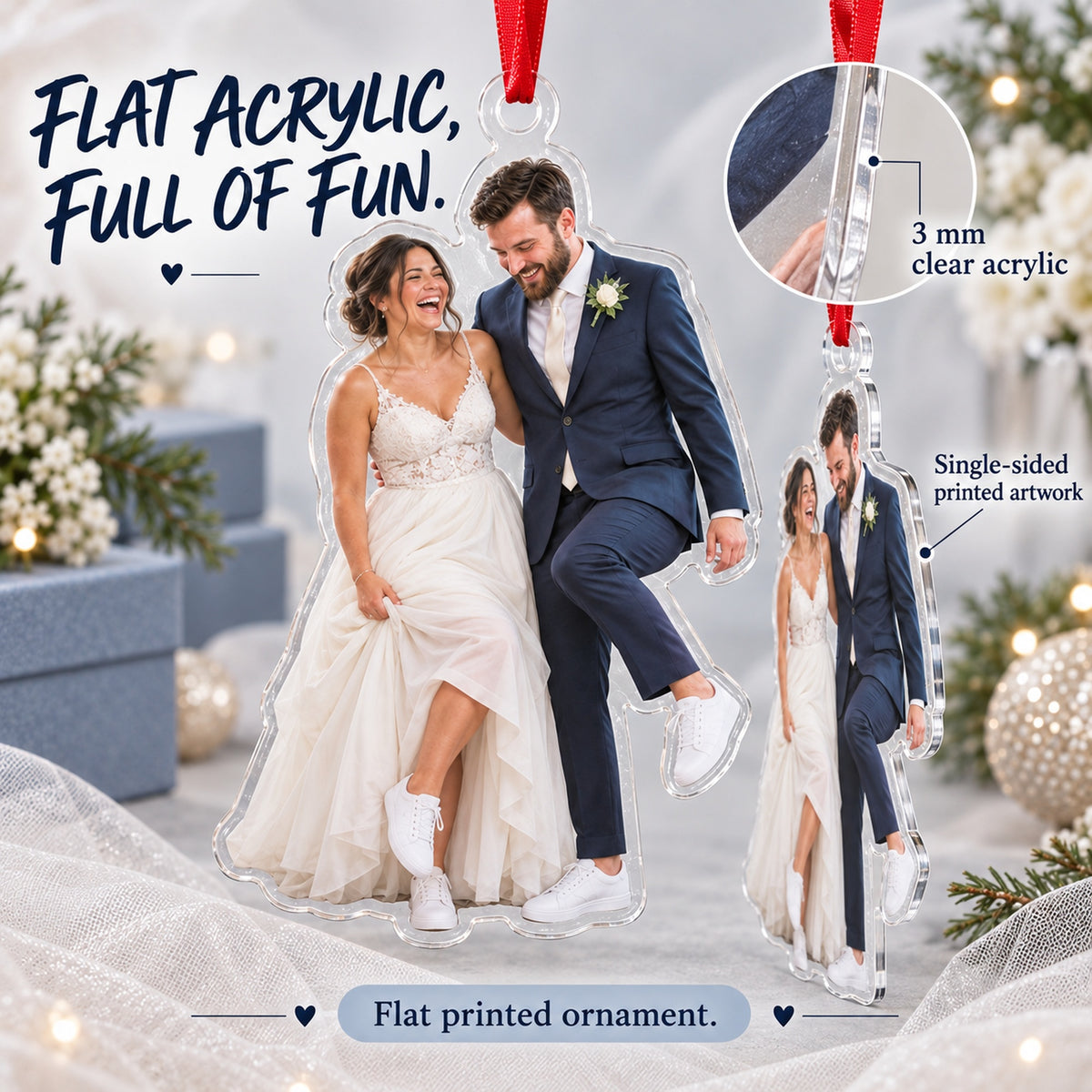 Custom Photo Sneakers Under the Dress Acrylic Ornament — Flat acrylic material
