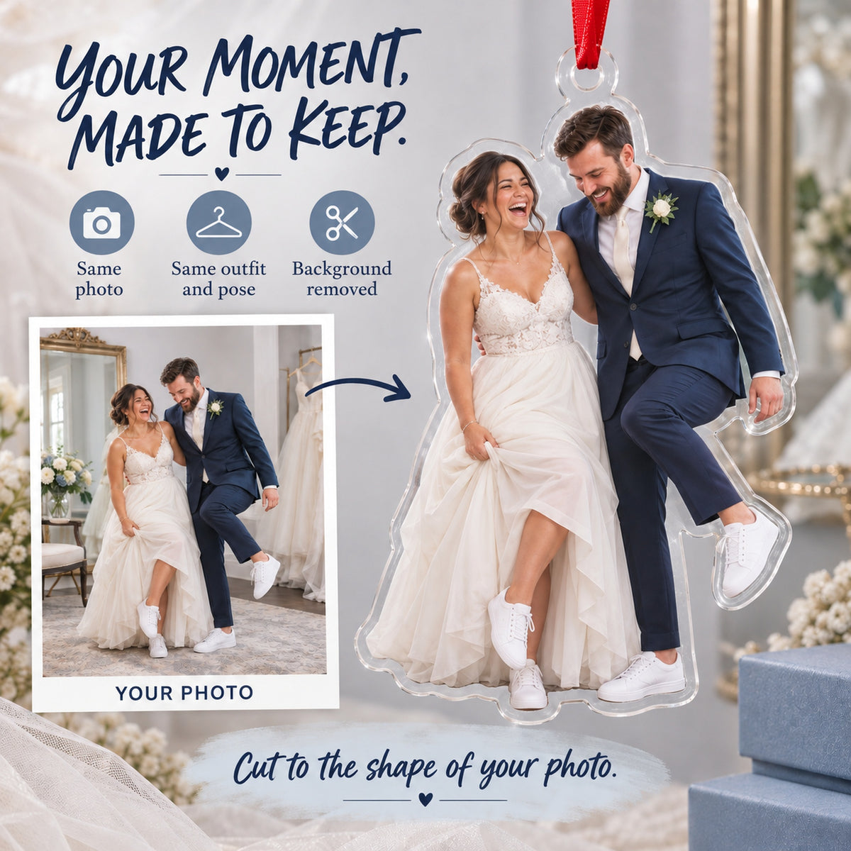 Custom Photo Sneakers Under the Dress Acrylic Ornament — Personalization example