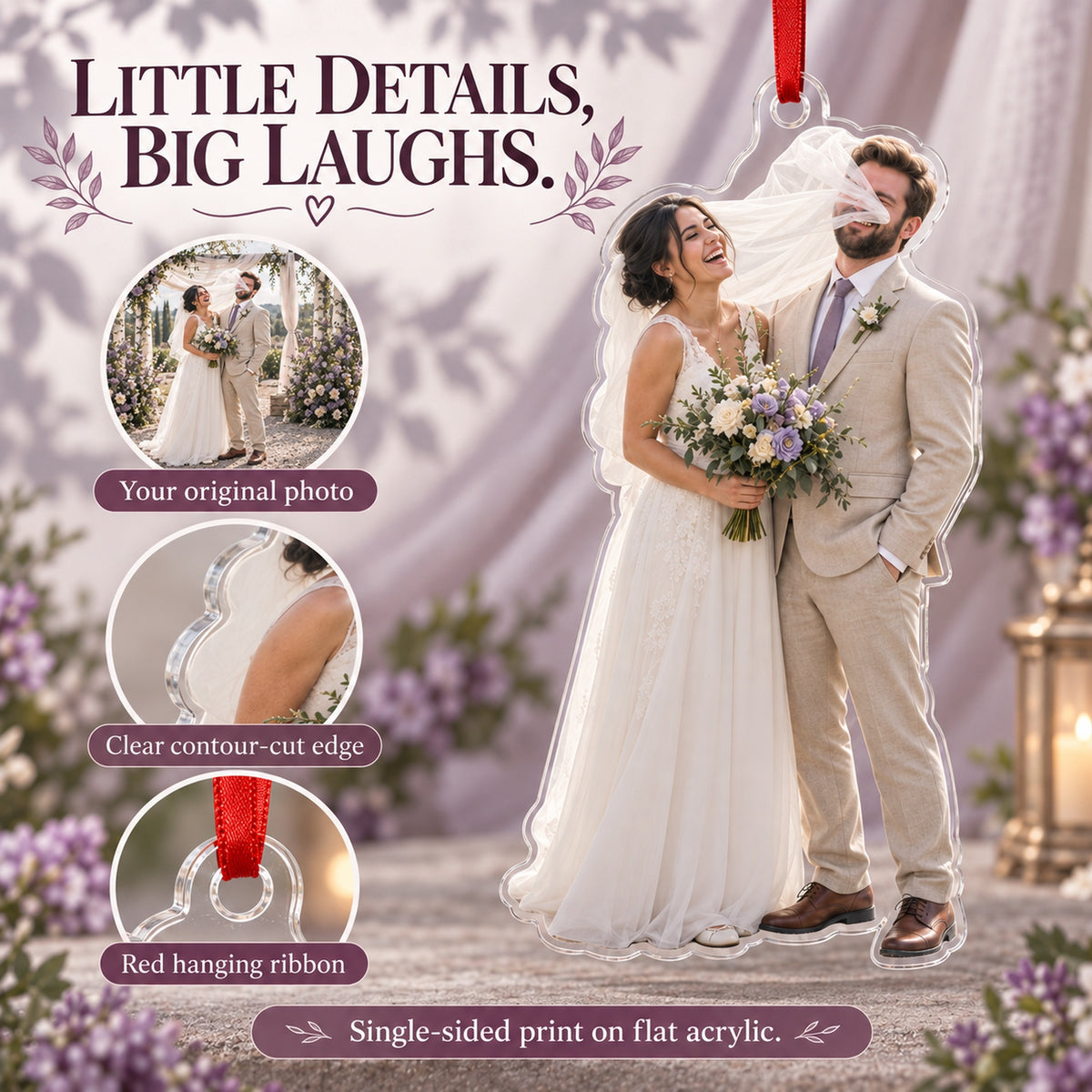 Custom Photo Veil Wind Moment Acrylic Ornament — Product details