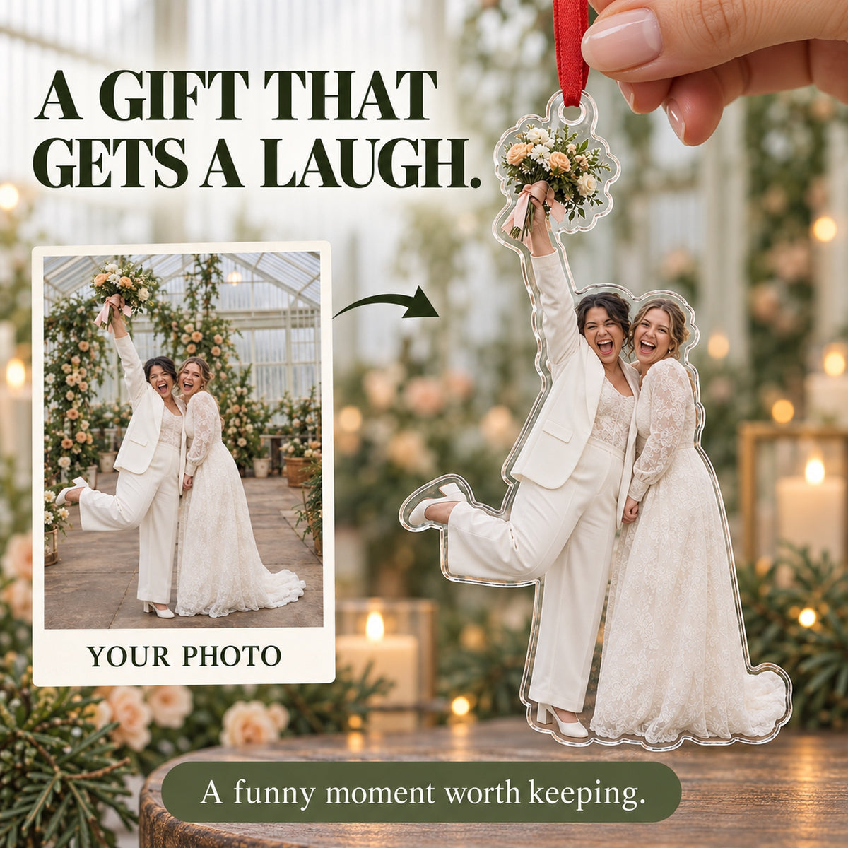 Custom Photo Bouquet and Big Grin Acrylic Ornament — Gift inspiration