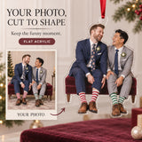 Custom Photo Two Grooms Silly Socks Acrylic Ornament — Main design