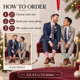 Custom Photo Two Grooms Silly Socks Acrylic Ornament — How to order