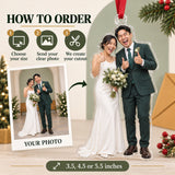 Custom Photo Just Married Thumbs Up Acrylic Ornament — How to order