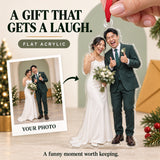 Custom Photo Just Married Thumbs Up Acrylic Ornament — Gift inspiration
