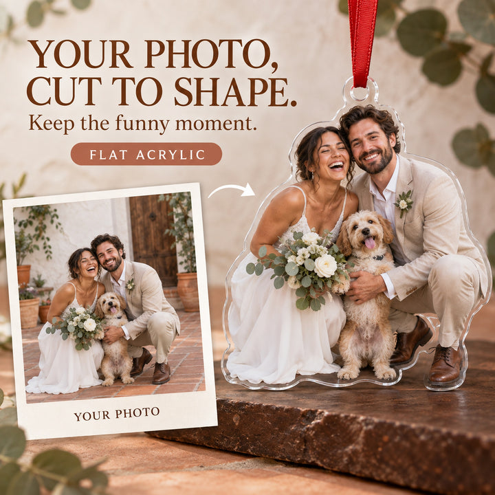 Custom Photo Wedding Photo Photobomb Acrylic Ornament — Main design