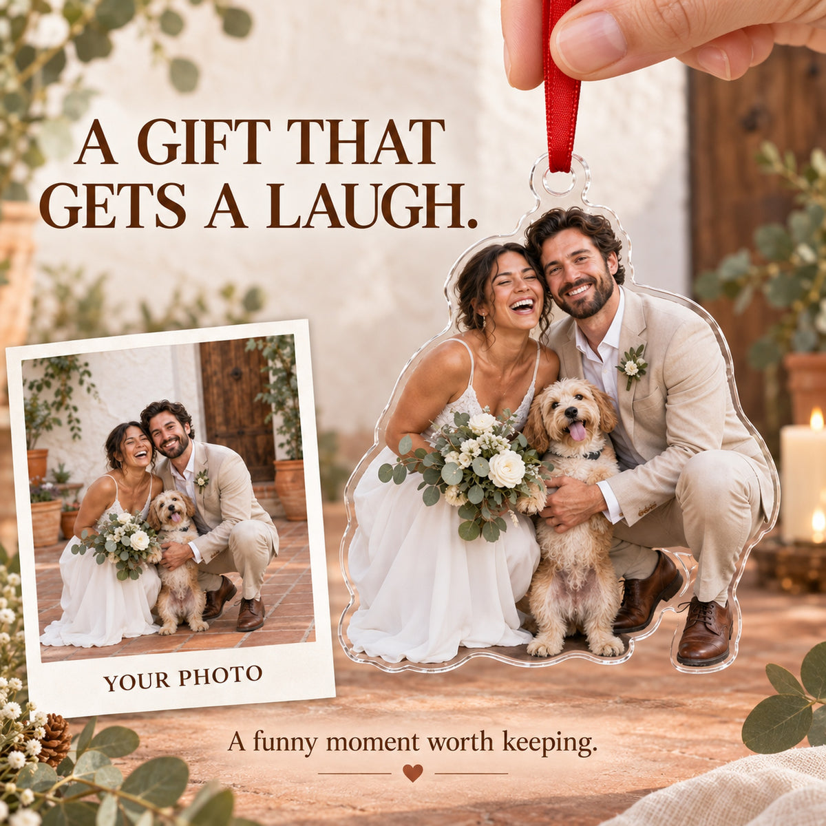 Custom Photo Wedding Photo Photobomb Acrylic Ornament — Gift inspiration