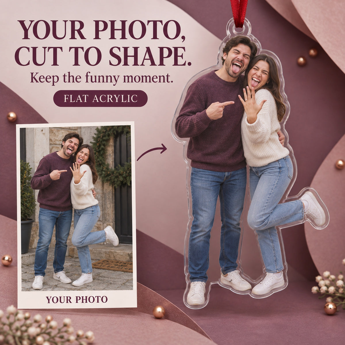 Custom Photo Ring Selfie Goof Acrylic Ornament — Main design