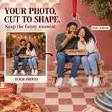 Custom Photo Pizza Date Partners Acrylic Ornament — Main design