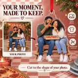 Custom Photo Pizza Date Partners Acrylic Ornament — Personalization example