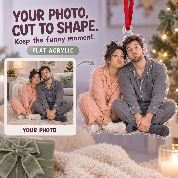 Custom Photo Matching Christmas Faces Acrylic Ornament — Main design