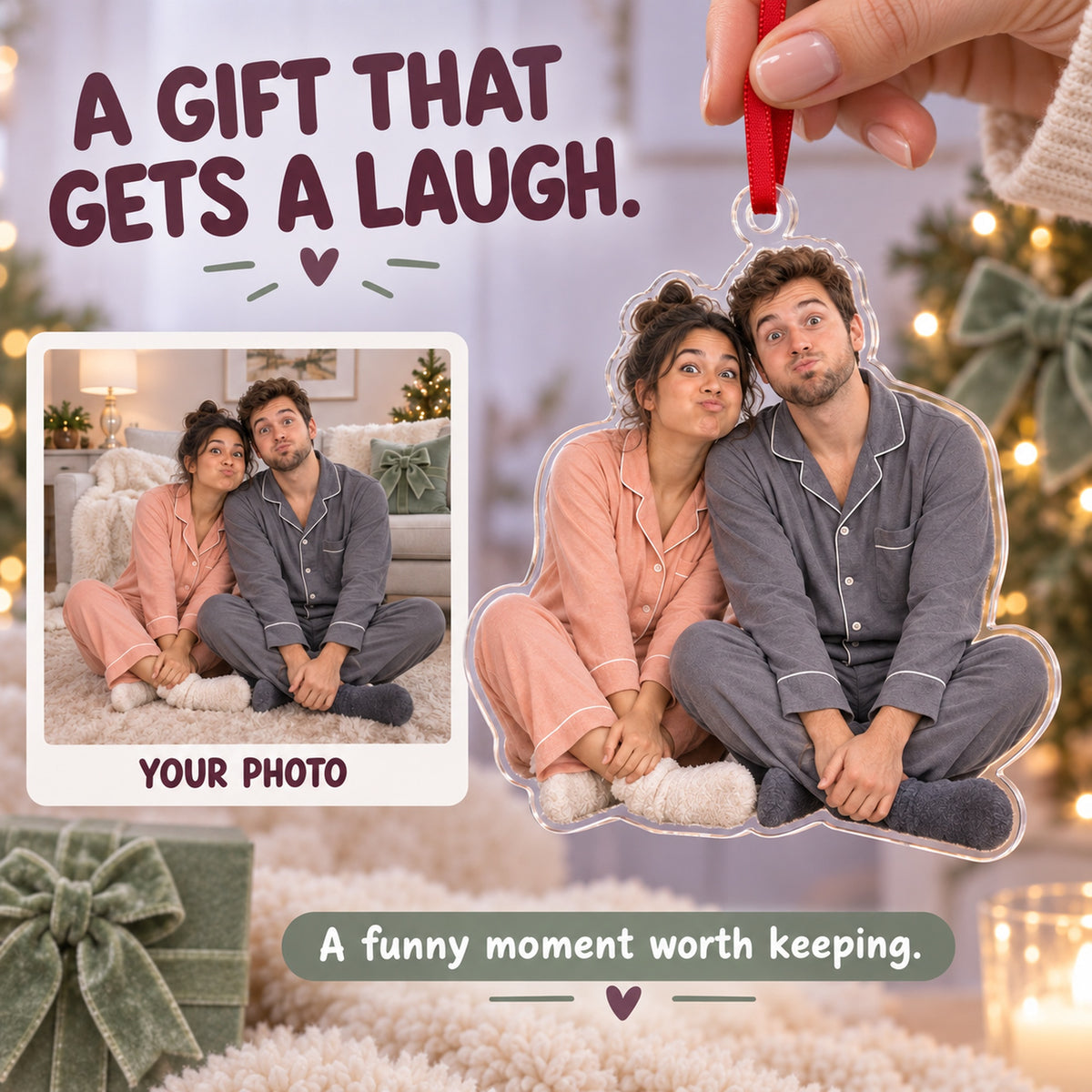 Custom Photo Matching Christmas Faces Acrylic Ornament — Gift inspiration