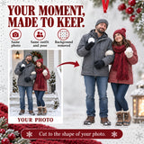 Custom Photo Snowball Truce Acrylic Ornament — Personalization example