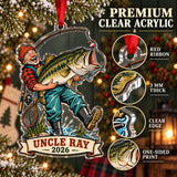 Personalized Funny Giant Bass Catch Acrylic Ornament — Flat acrylic material