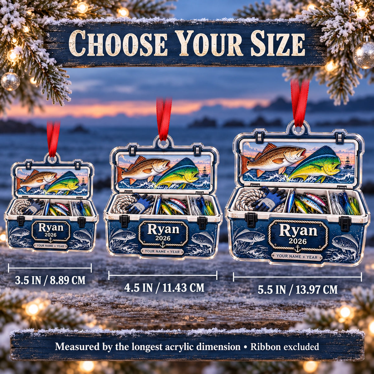 Personalized Saltwater Captain Cooler Acrylic Ornament — Personalization example
