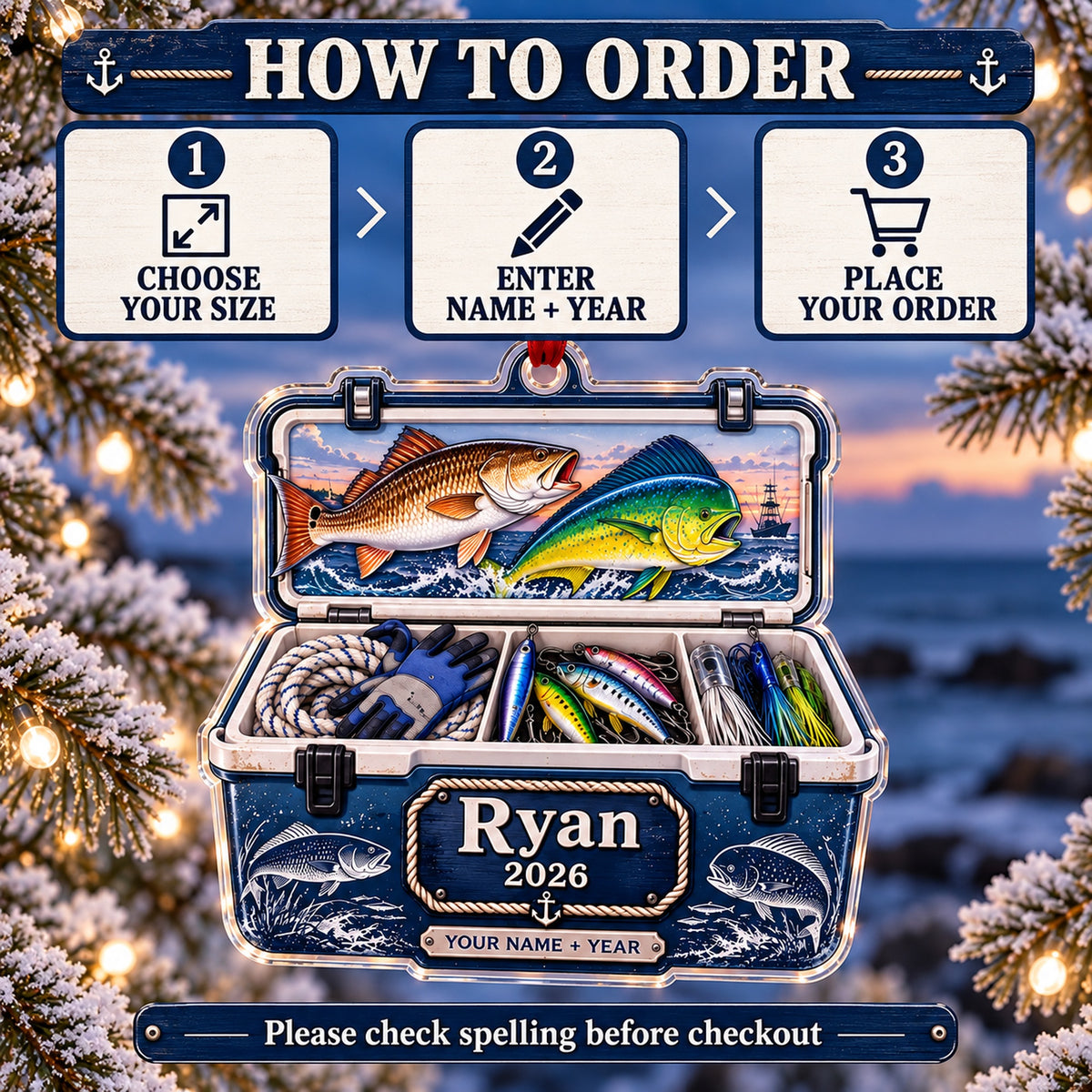 Personalized Saltwater Captain Cooler Acrylic Ornament — Product details
