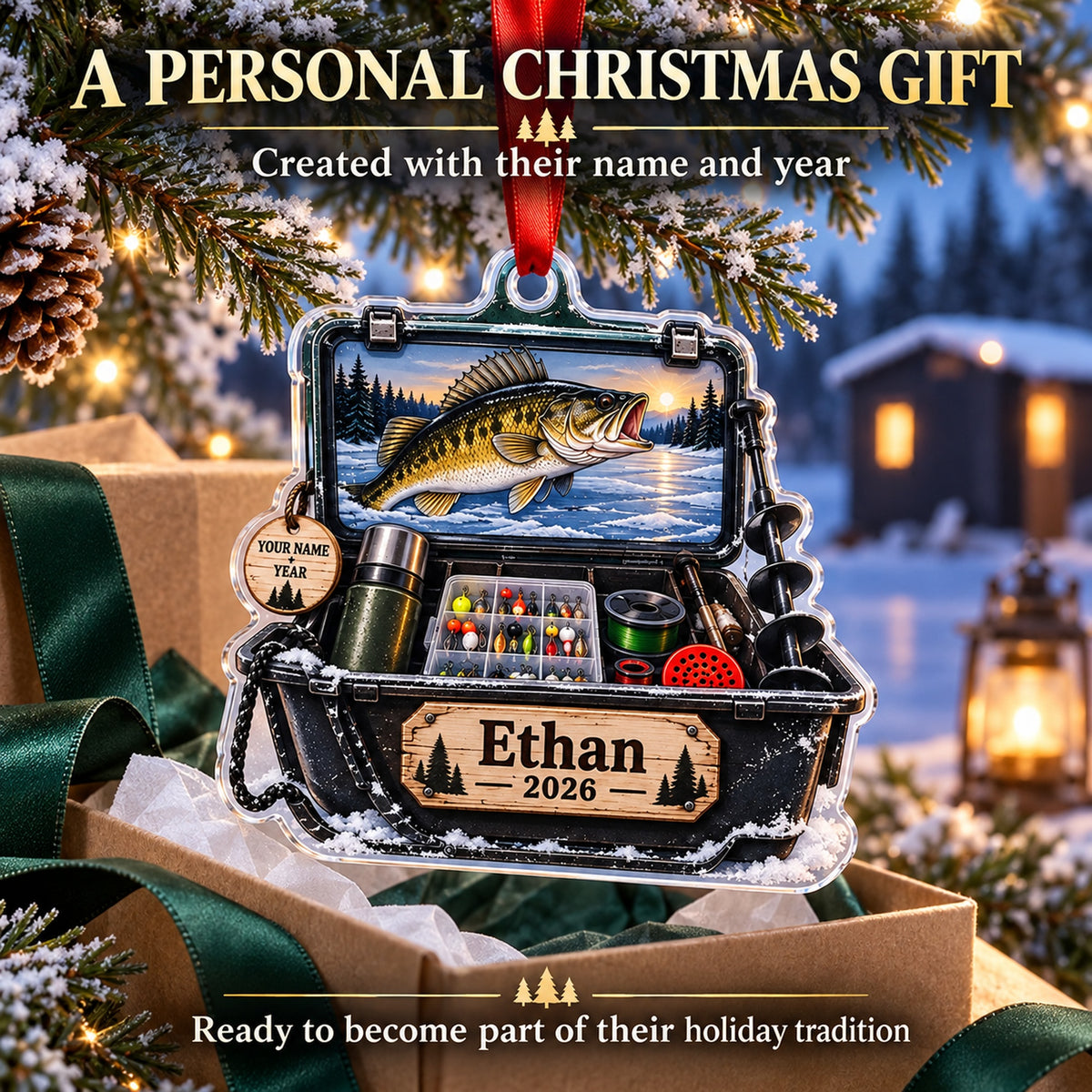 Personalized Ice Fishing Sled Kit Acrylic Ornament — Gift inspiration
