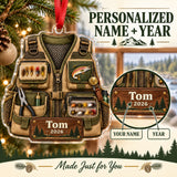 Personalized Trout River Fishing Vest Acrylic Ornament — Personalization guide
