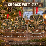 Personalized Trout River Fishing Vest Acrylic Ornament — Personalization example