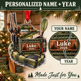 Personalized Kayak Fishing Crate Acrylic Ornament — Personalization guide