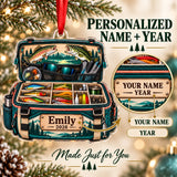Personalized Lady Angler Tackle Bag Acrylic Ornament — Personalization guide
