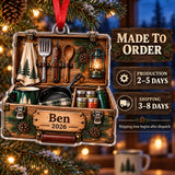 Personalized Camp Kitchen Chuck Box Acrylic Ornament — Production and delivery