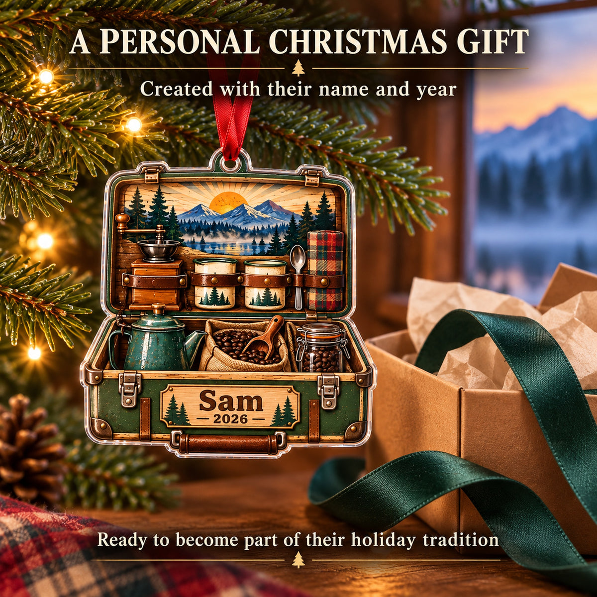 Personalized Camp Coffee Morning Box Acrylic Ornament — Gift inspiration