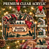 Personalized Camping Dog Gear Bin Acrylic Ornament — Flat acrylic material