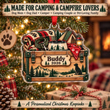 Personalized Camping Dog Gear Bin Acrylic Ornament — Size guide