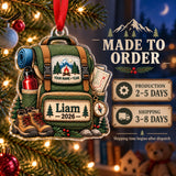 Personalized First Camping Trip Backpack Acrylic Ornament — Production and delivery
