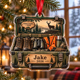 Personalized Deer Camp Gear Trunk Acrylic Ornament — Main design