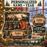 Personalized Deer Camp Gear Trunk Acrylic Ornament — Personalization guide