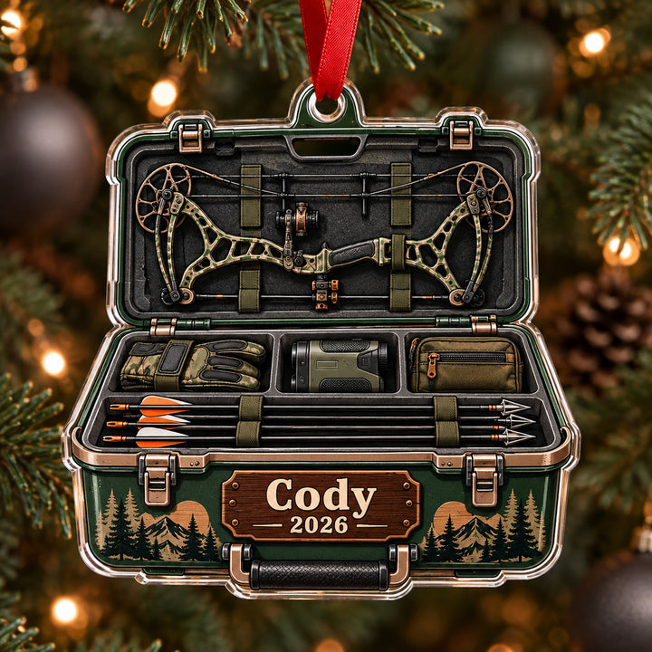 Personalized Bow Hunter Hard Case Acrylic Ornament — Main design