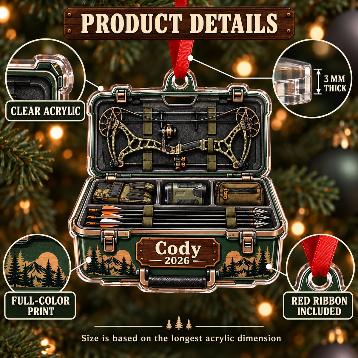 Personalized Bow Hunter Hard Case Acrylic Ornament — How to order