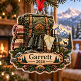 Personalized Elk Camp Expedition Pack Acrylic Ornament — Main design