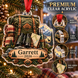 Personalized Elk Camp Expedition Pack Acrylic Ornament — Flat acrylic material