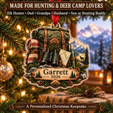 Personalized Elk Camp Expedition Pack Acrylic Ornament — Size guide