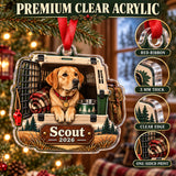 Personalized Hunting Dog Field Crate Acrylic Ornament — Flat acrylic material
